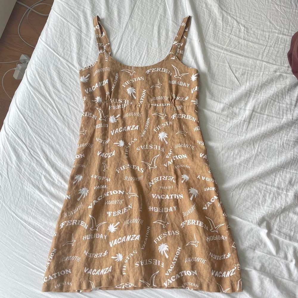 Emma Mulholland Maldives Linen Mini Dress - Fiesta Print. Size XS.